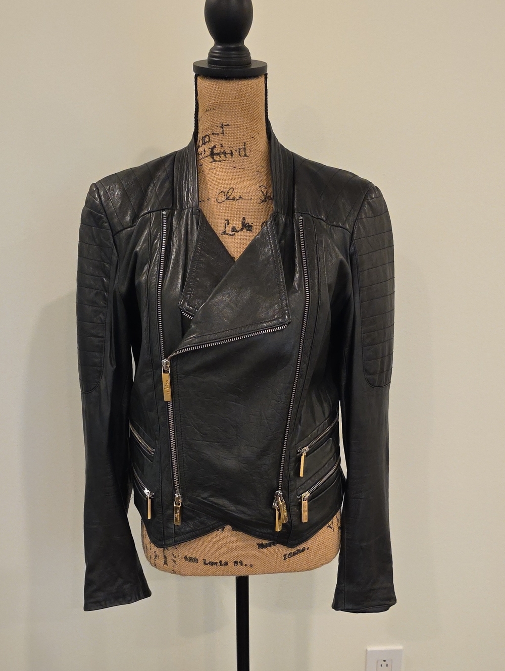 Women's Black Leather Asymmetric Moto Jacket